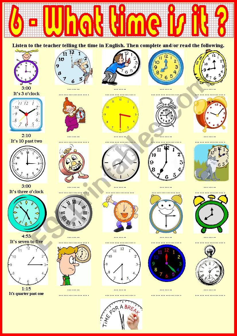6. What time is it ? worksheet