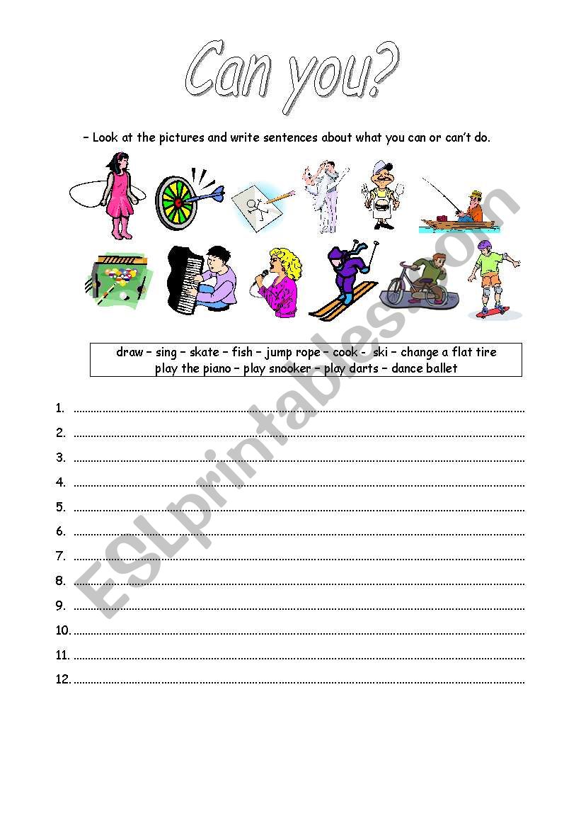 Can you? worksheet