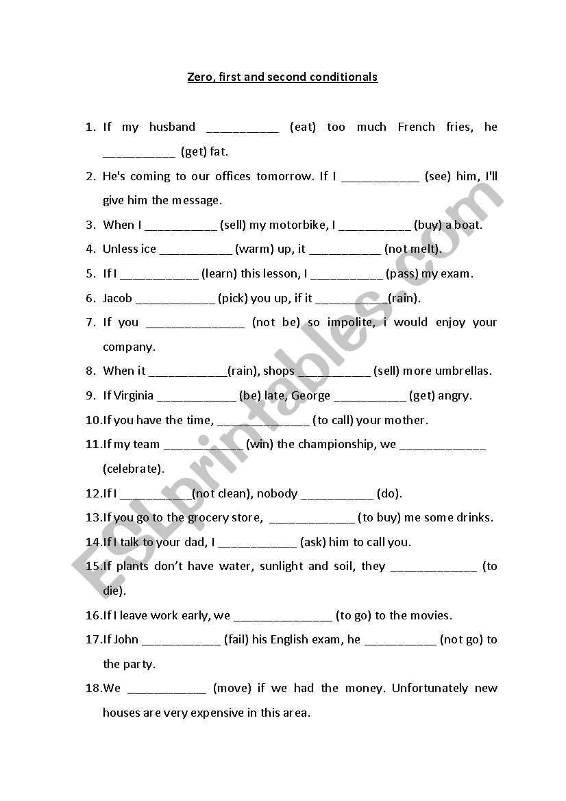 Zero, First and Second Conditionals