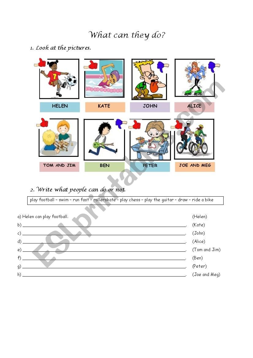 What Can You Do Esl Worksheet By Melina220695