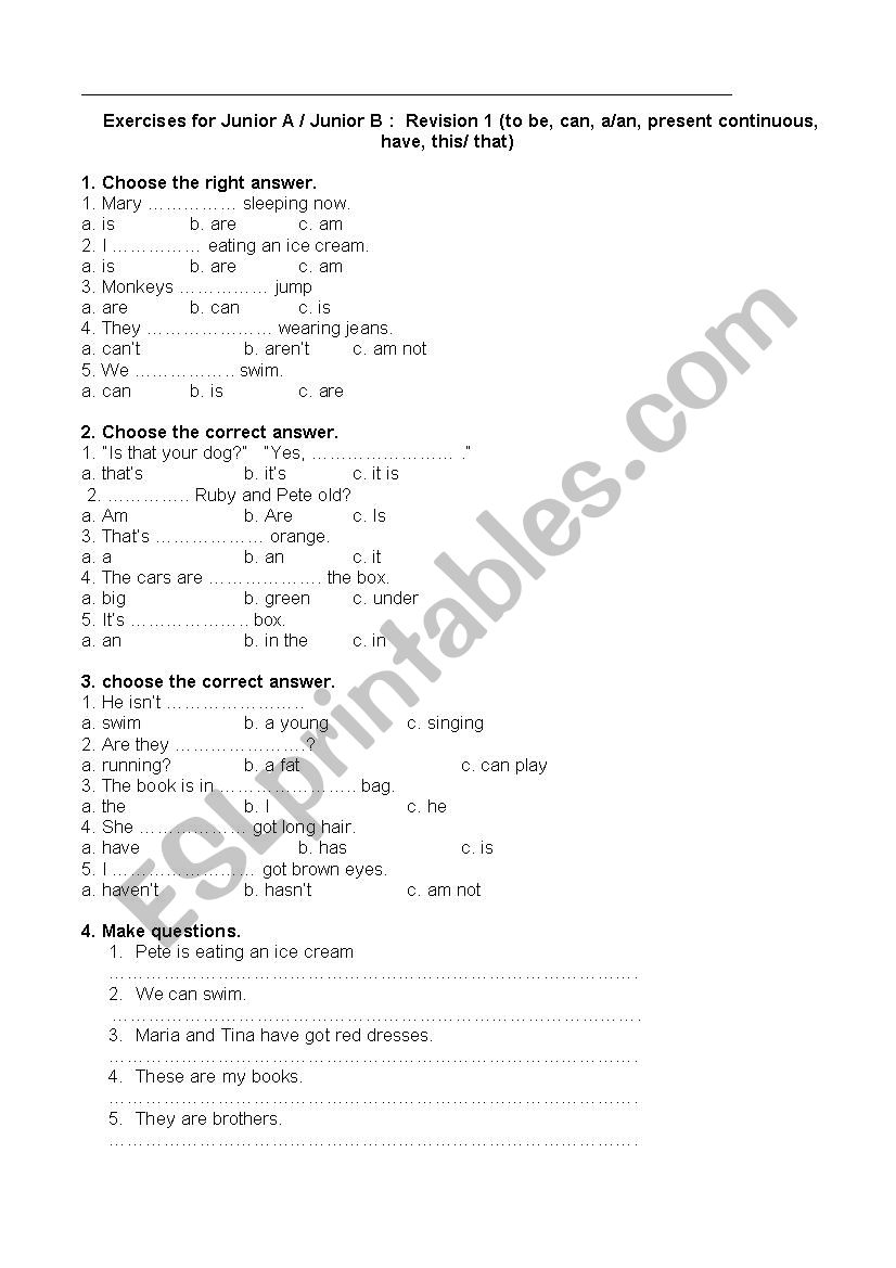 revision elementary worksheet