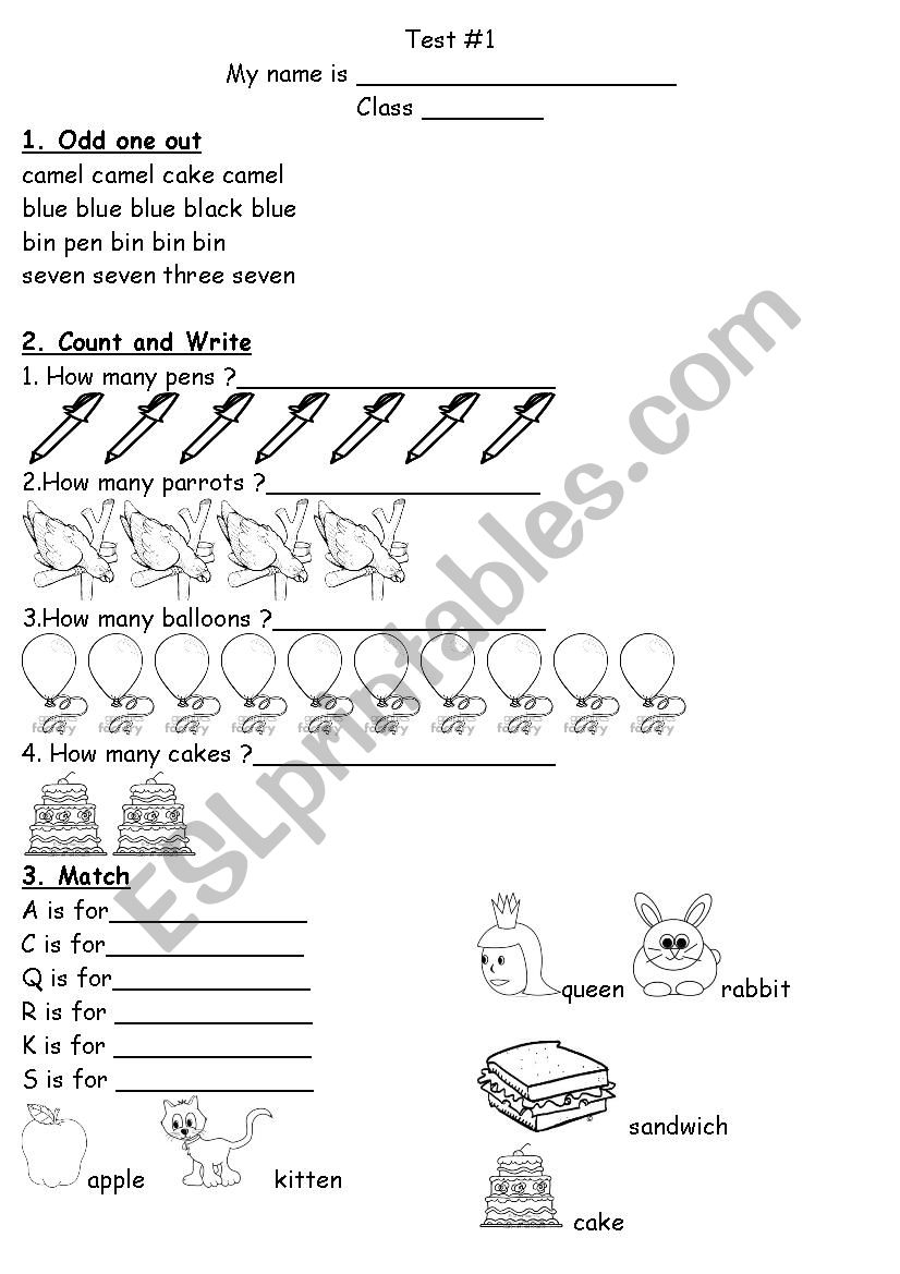 Vocabulary review test worksheet