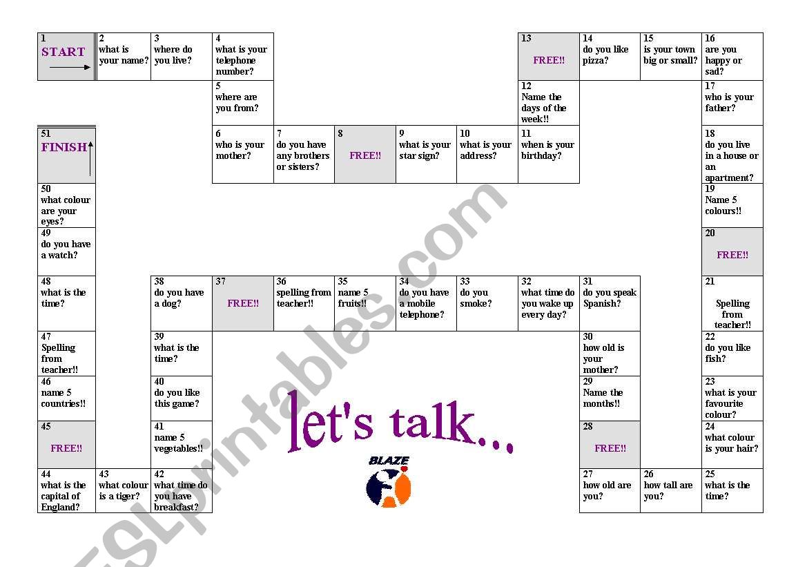 Review Borad Game worksheet