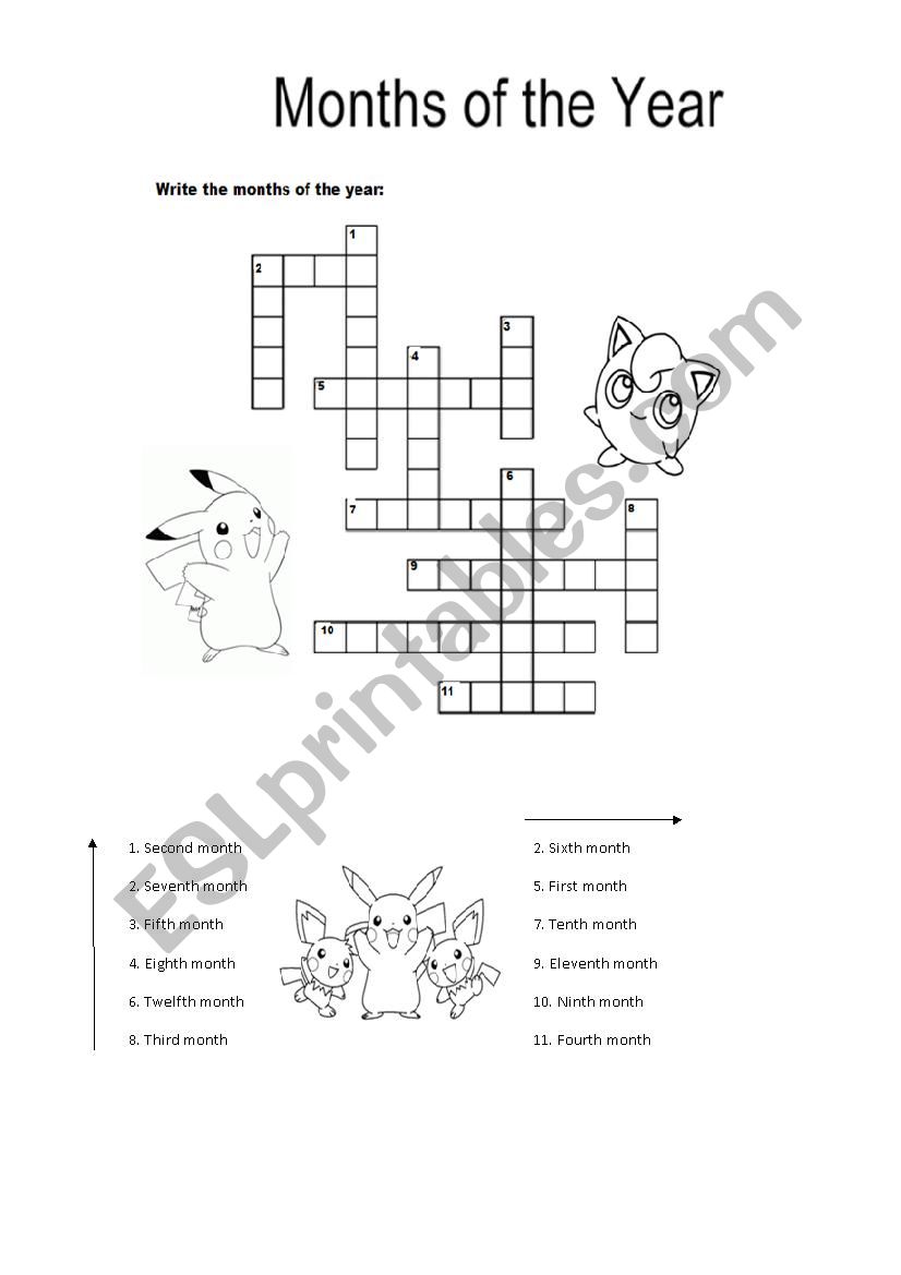 Months of the Year Crossword worksheet