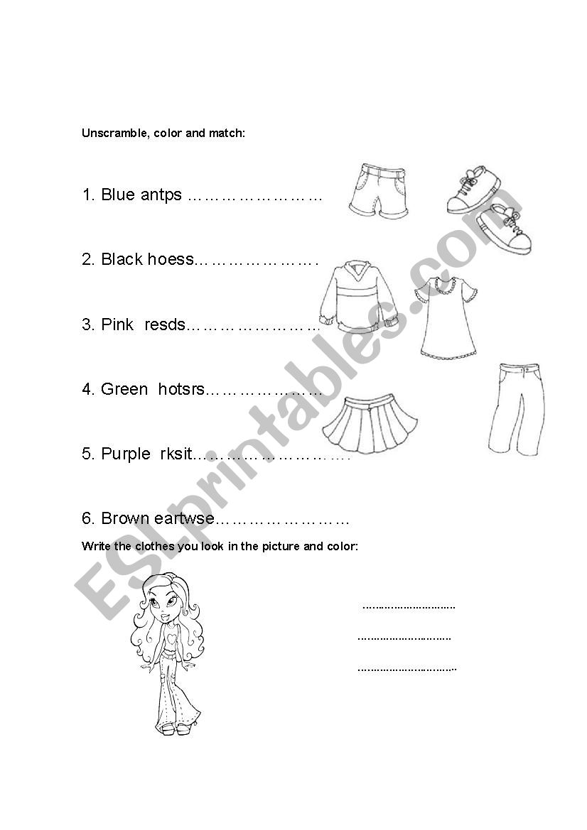 CLOTHES worksheet