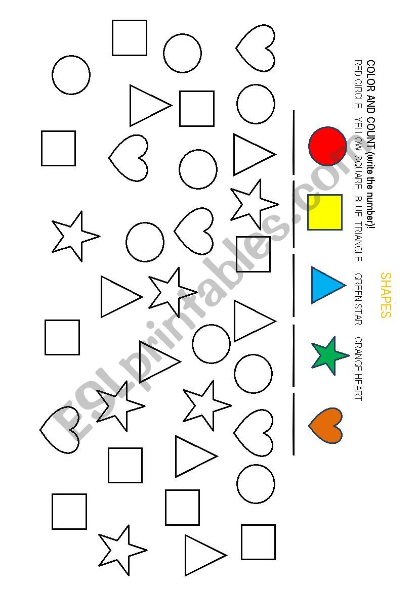 Color and count: Shapes worksheet