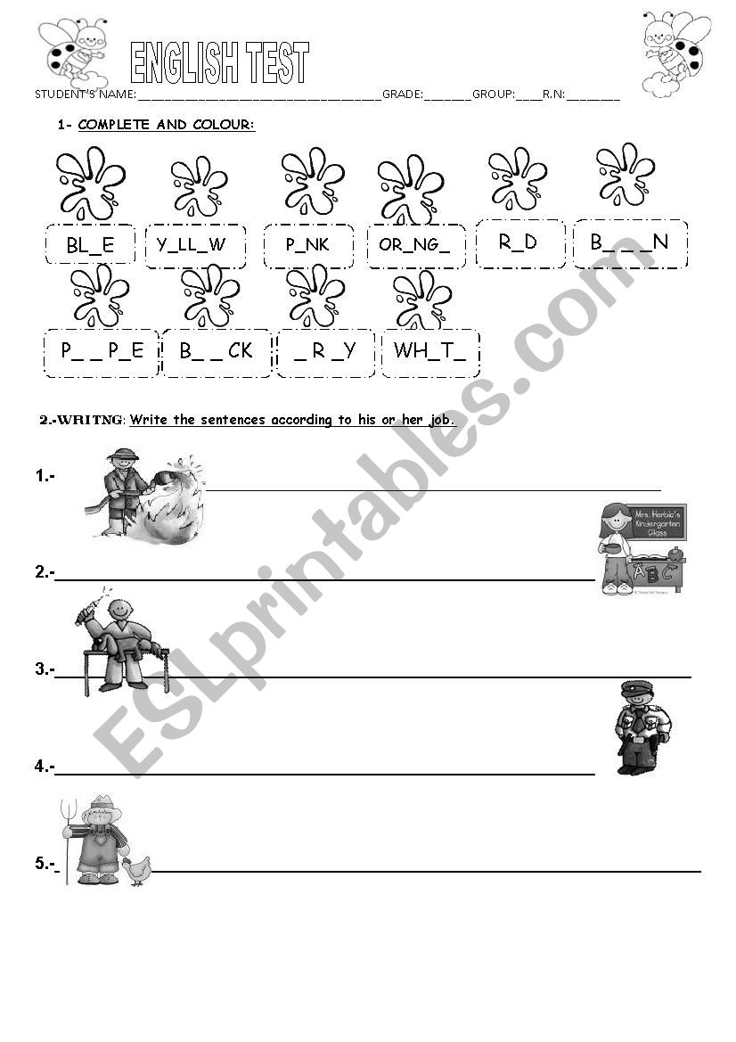 TEST worksheet