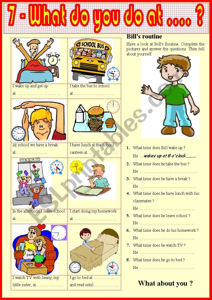 7. What do you do at ? worksheet