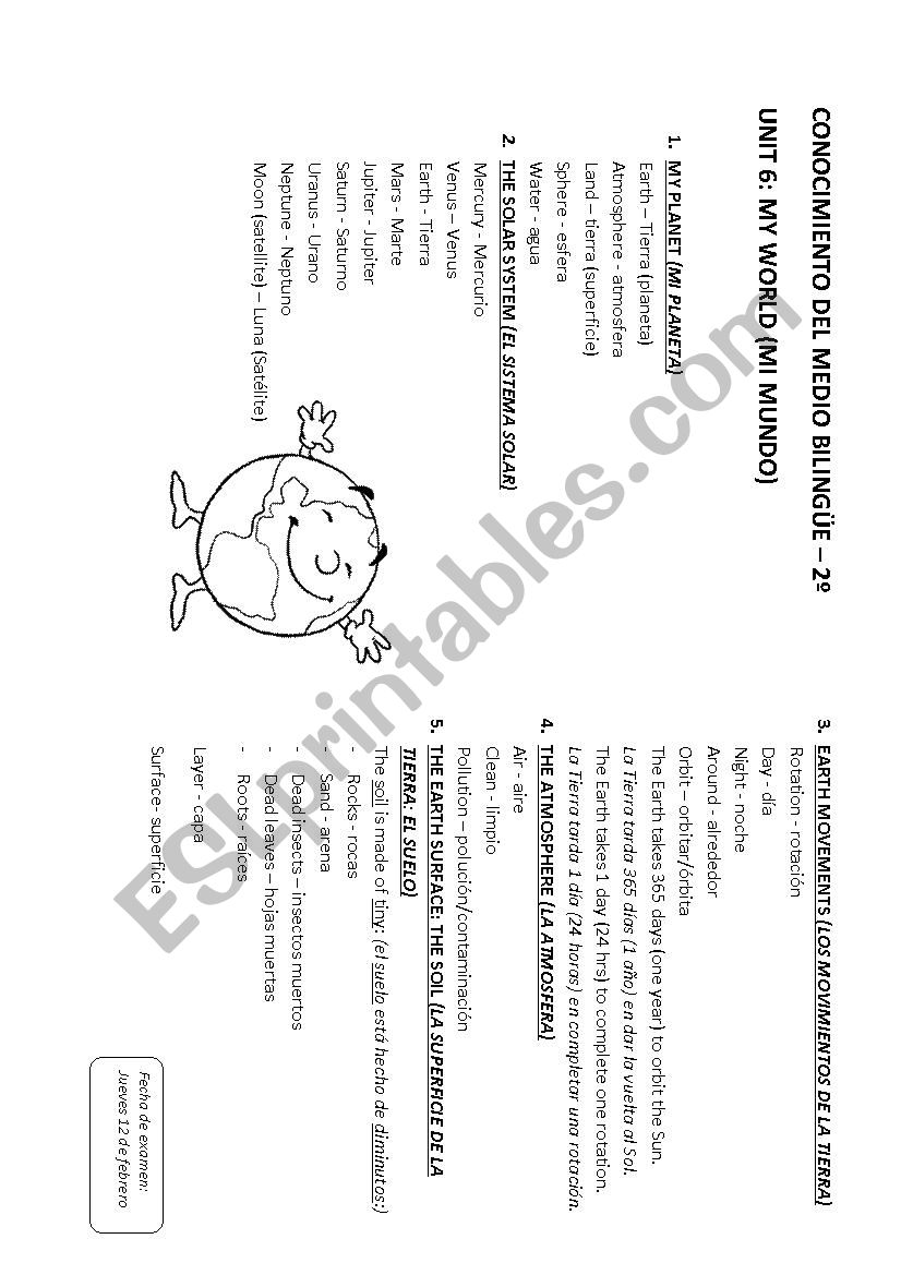 My world worksheet