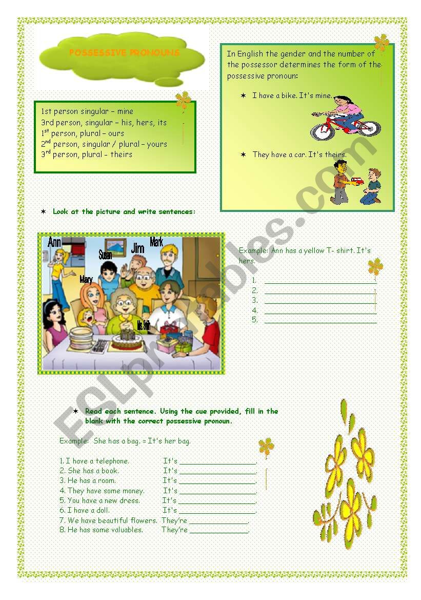 POSSESSIVE PRONOUNS worksheet