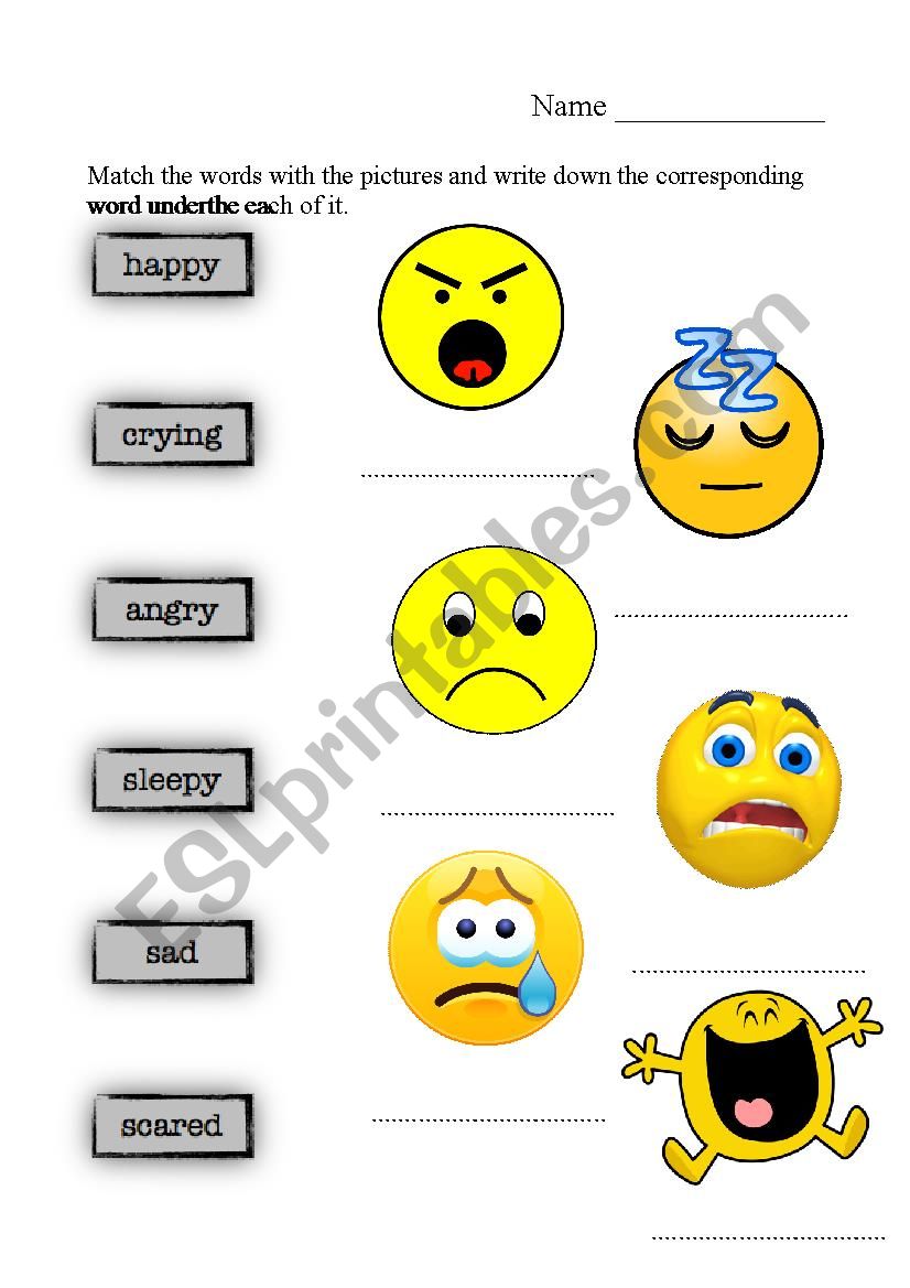 Feelings and emotions worksheet