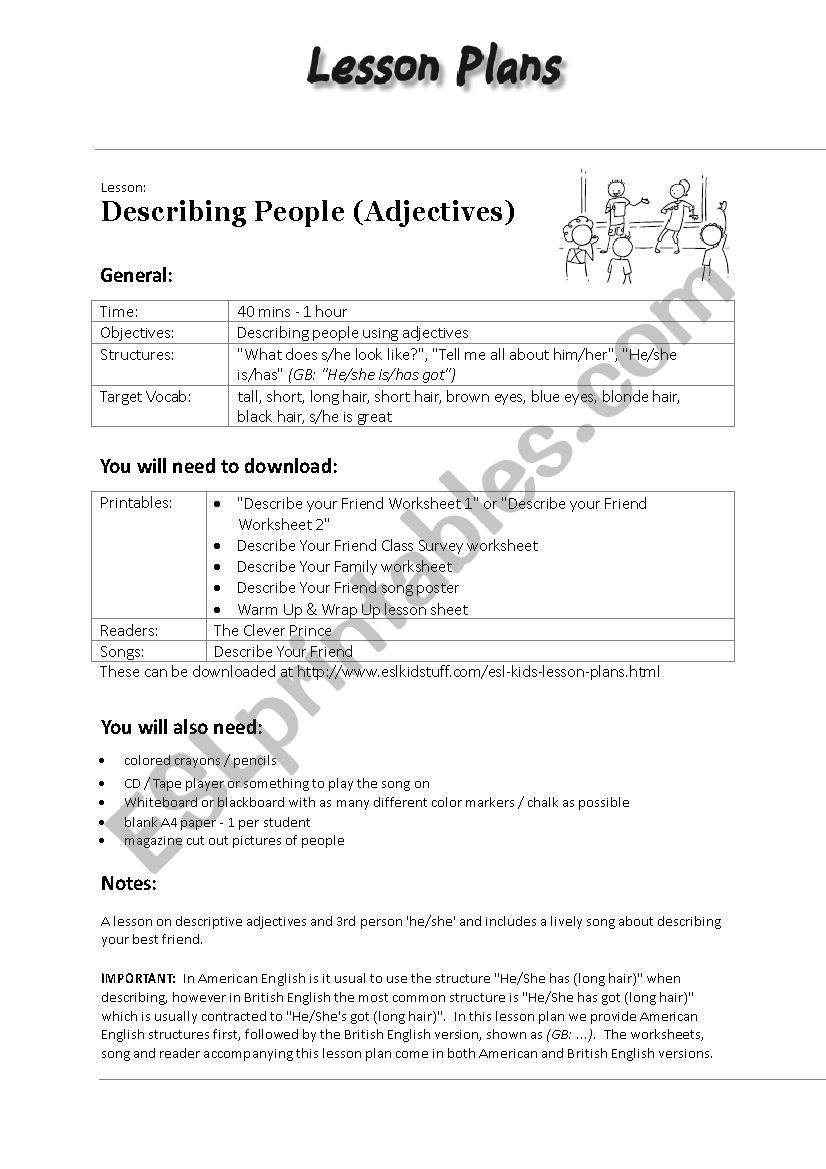 Describing People  worksheet