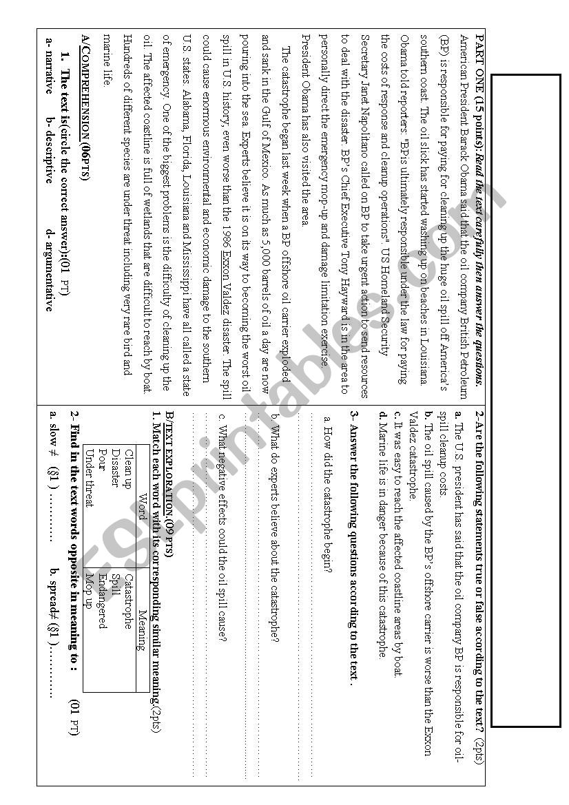  British Petroleum (BP) worksheet