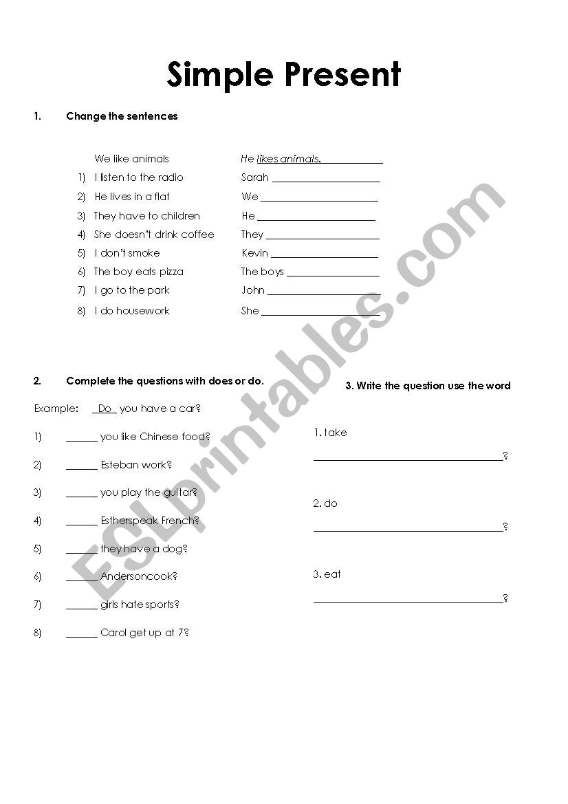 Simple Present Practice worksheet