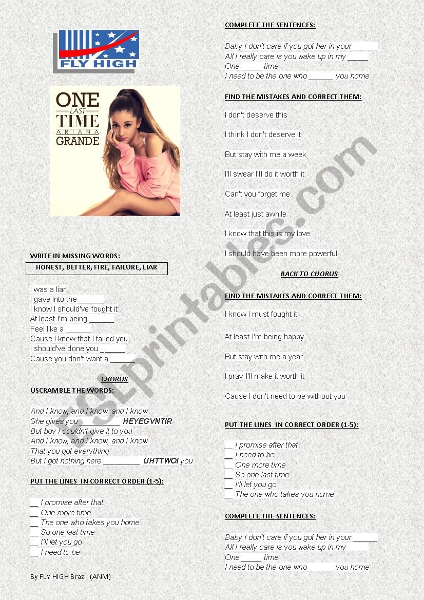 Ariana Grande worksheet