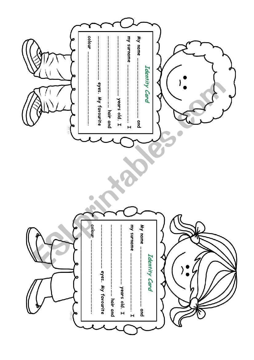 Identity card worksheet