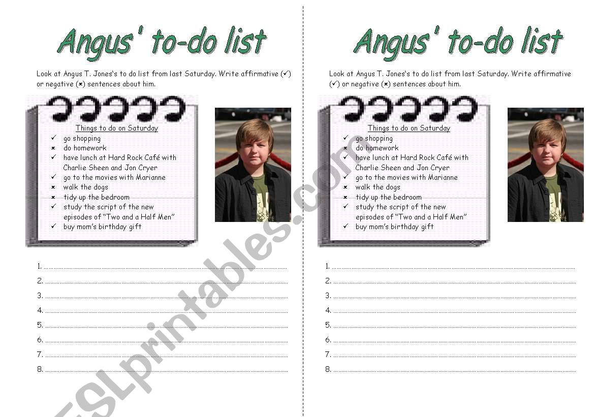 Angus to-do list worksheet