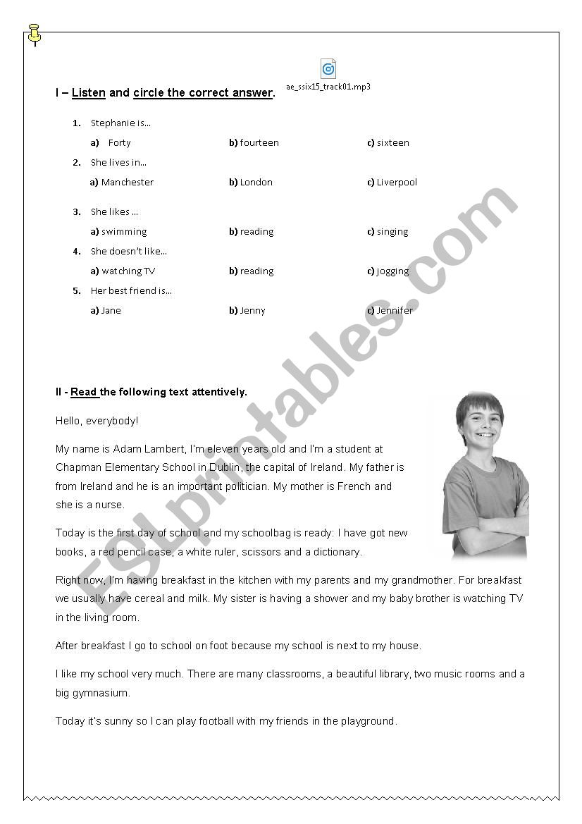 Diagnostic /Placement Test 6th grade