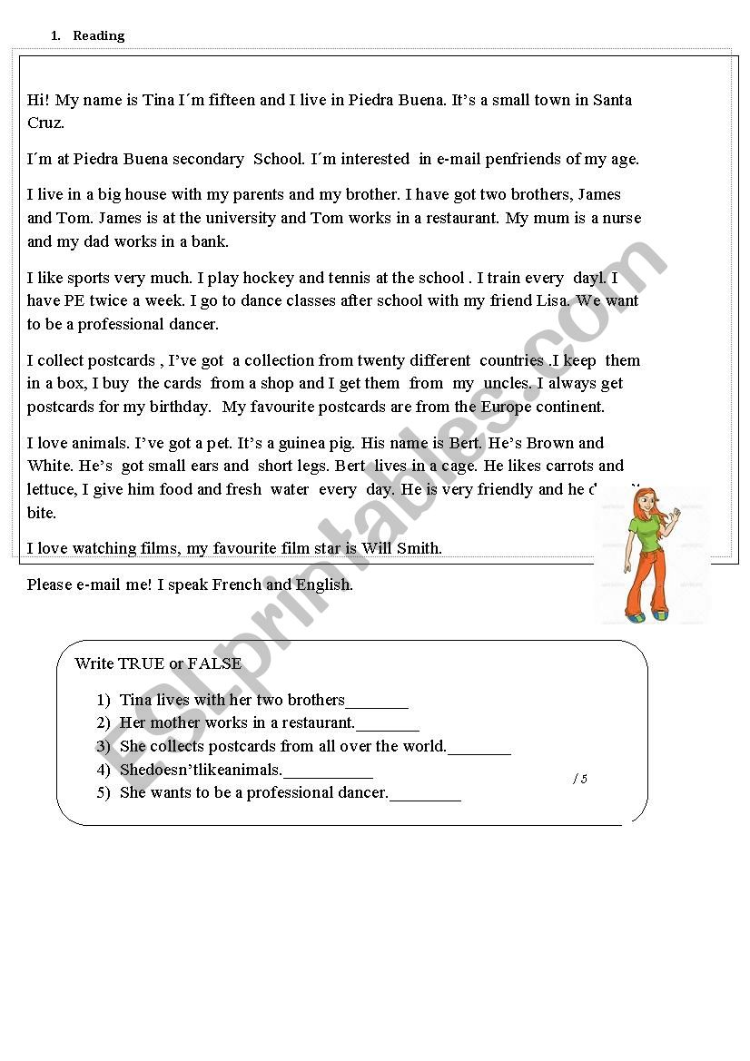 reading worksheet