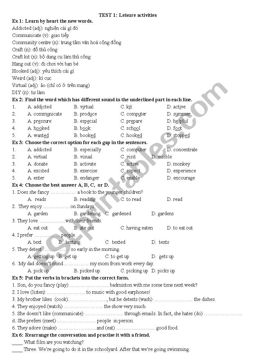Exercises for unit 1 English 8 (pilot pro)