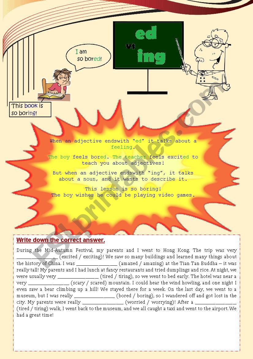 Adjectives ending in ed or ing