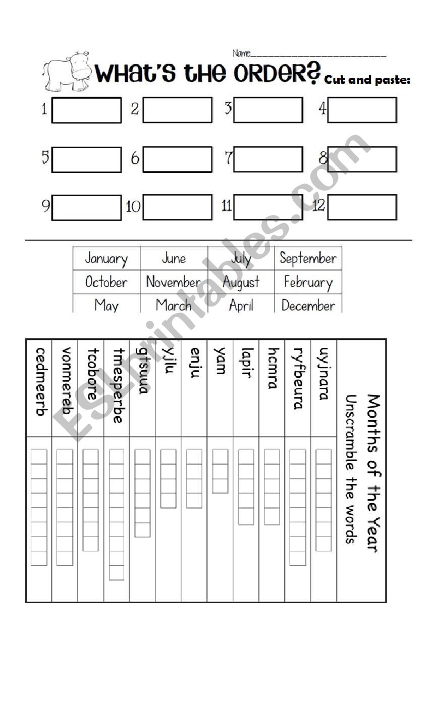 Months of the year worksheet