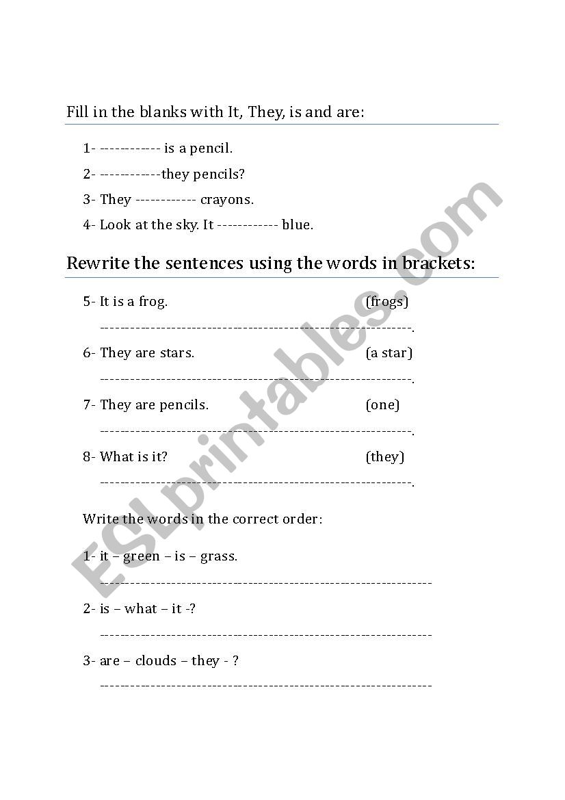 it & they worksheet