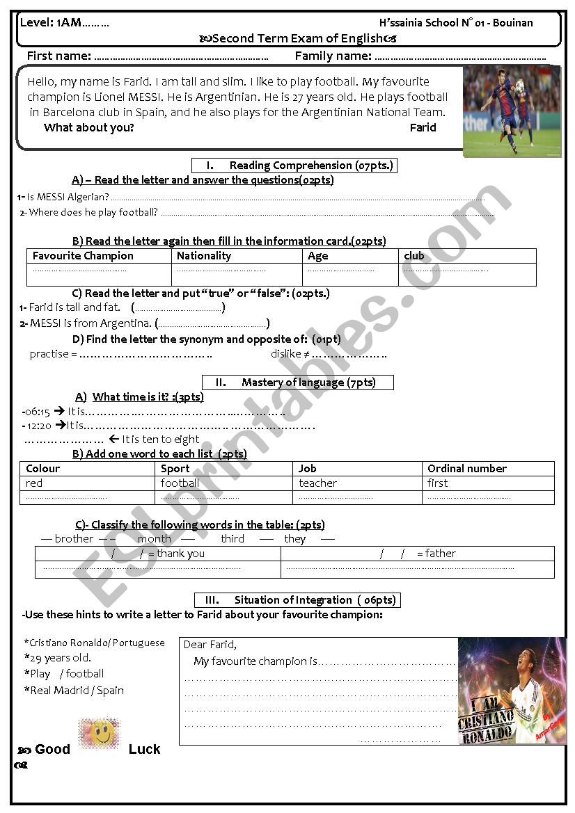 Lionel MESSI.  worksheet