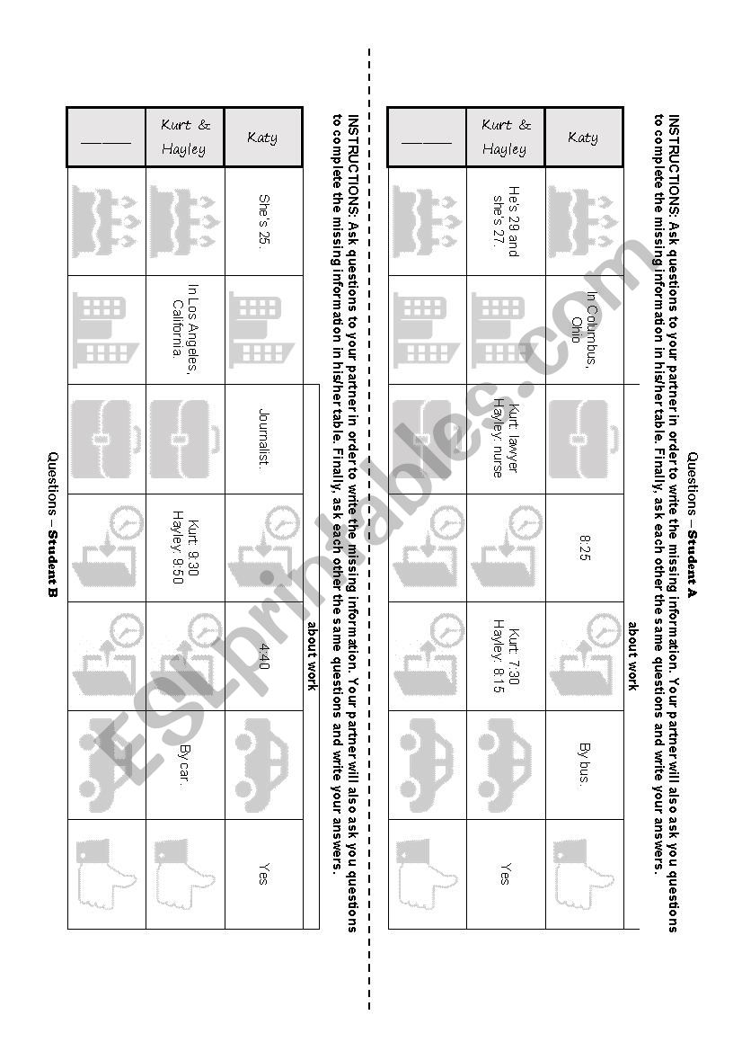 Present Simple Questions Practice (Information gap)