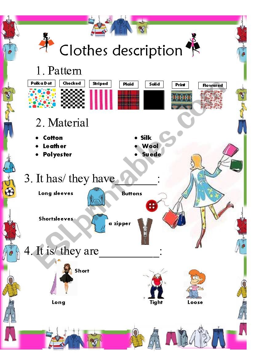 clothes description worksheet