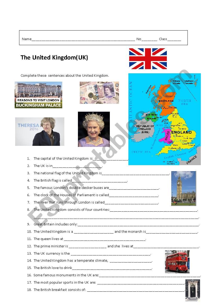 About the United Kingdom worksheet