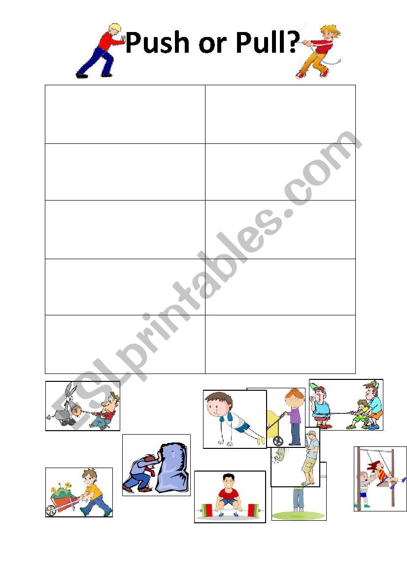 Push or pull? worksheet