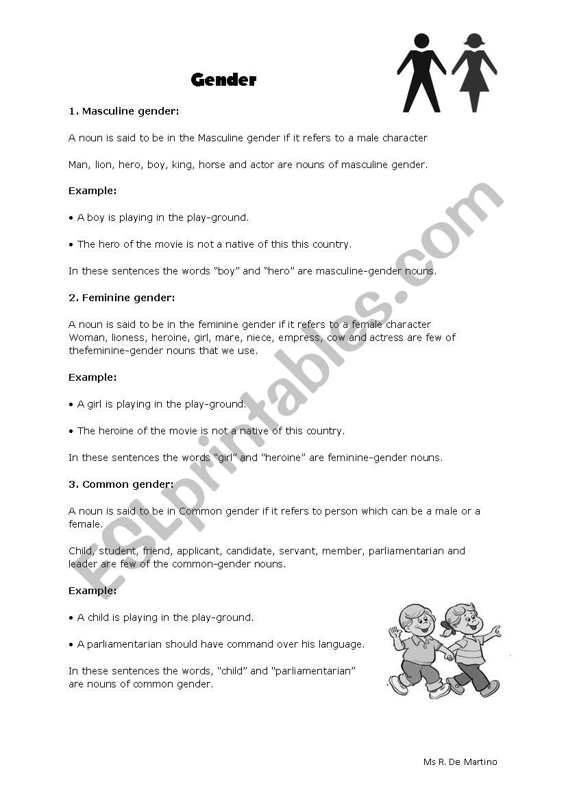 Gender notes worksheet