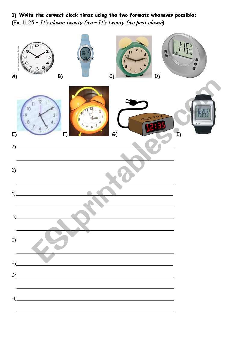 Clock Times Practice worksheet