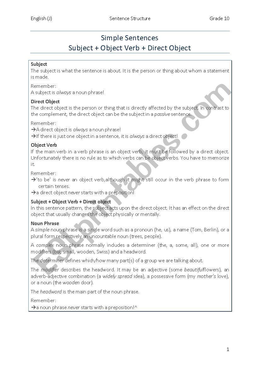 sentence-pattern-subject-verb-direct-object-esl-worksheet-by-gm14ane1