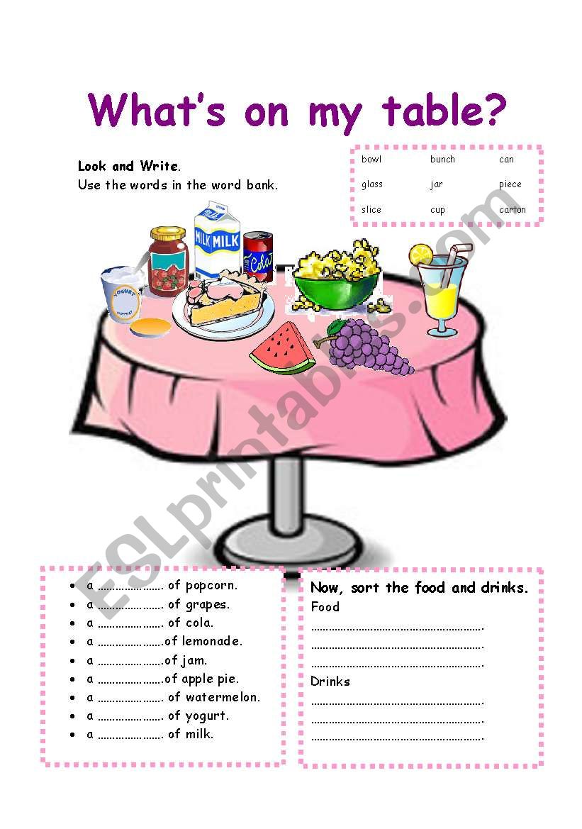 Whats On My Table? worksheet