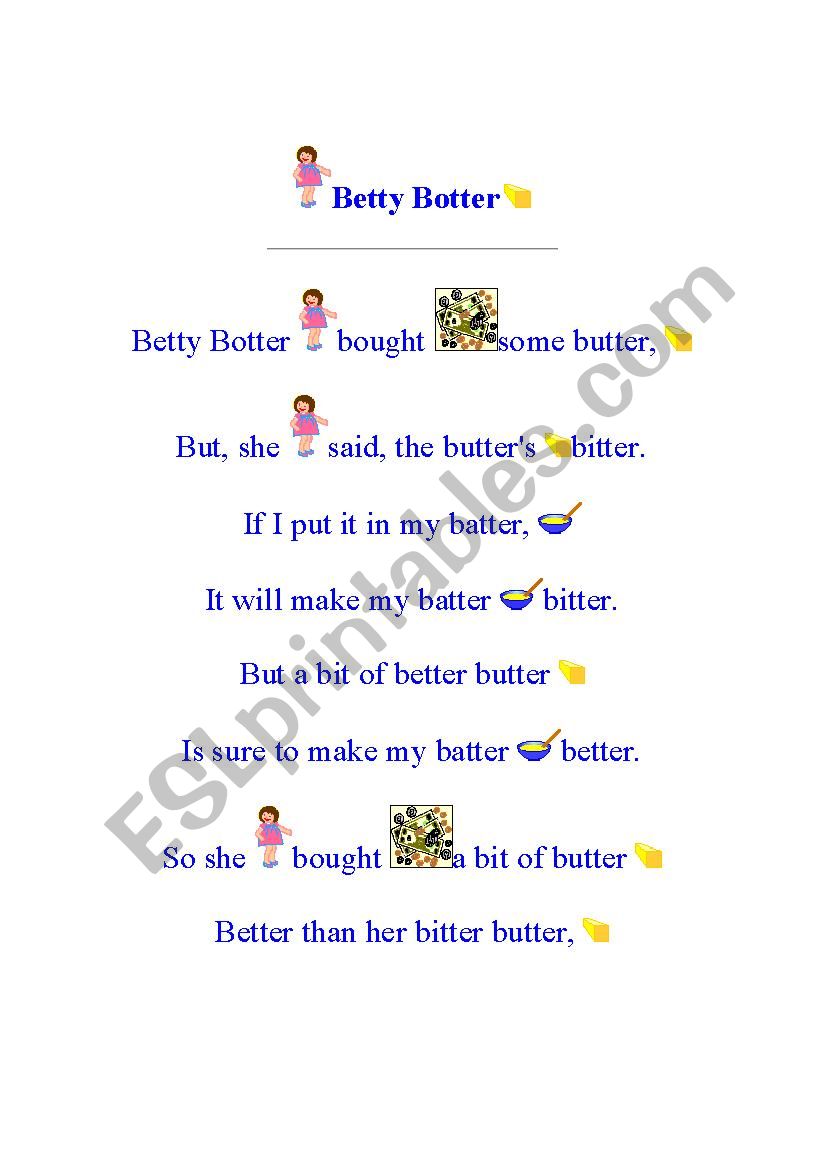 Betty Botter  worksheet