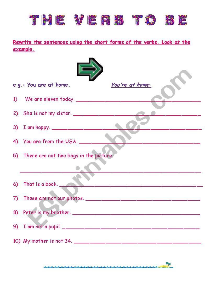 rewrite-the-sentences-using-the-short-form-esl-worksheet-by-svoigt