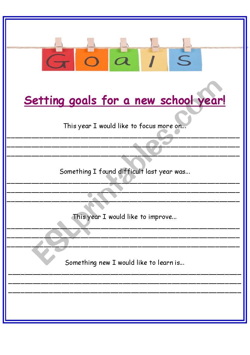 Goals worksheet
