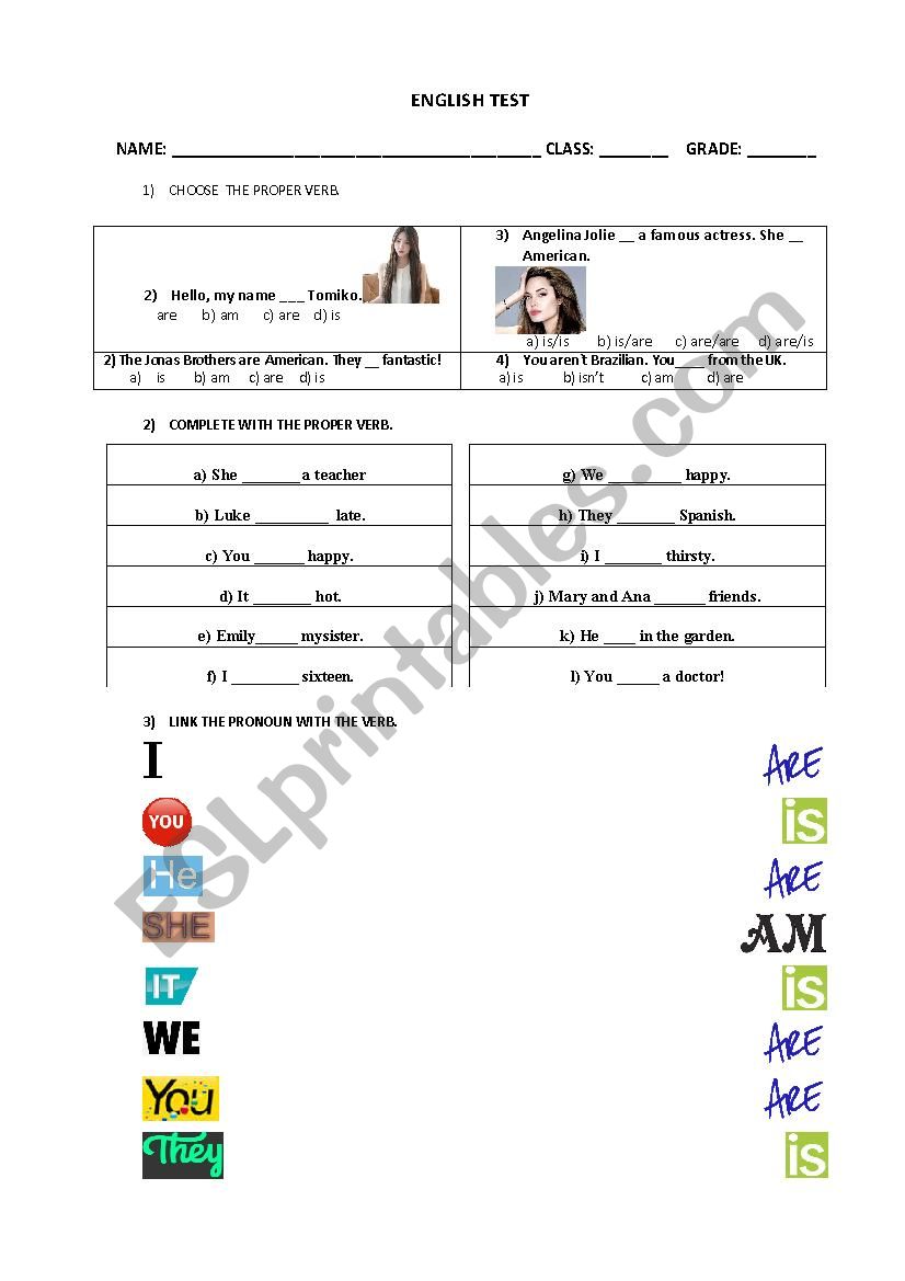 Verb TO BE worksheet