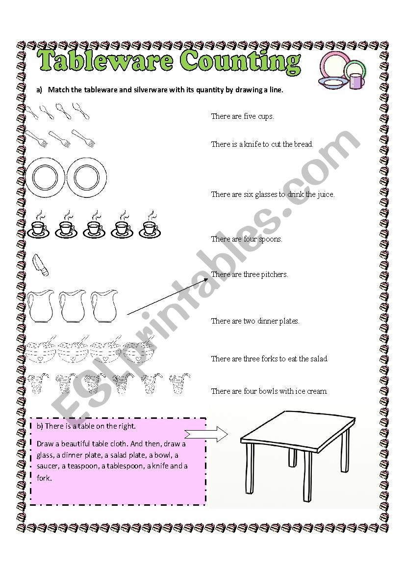 TABLEWARE COUNTING AND DRAWING