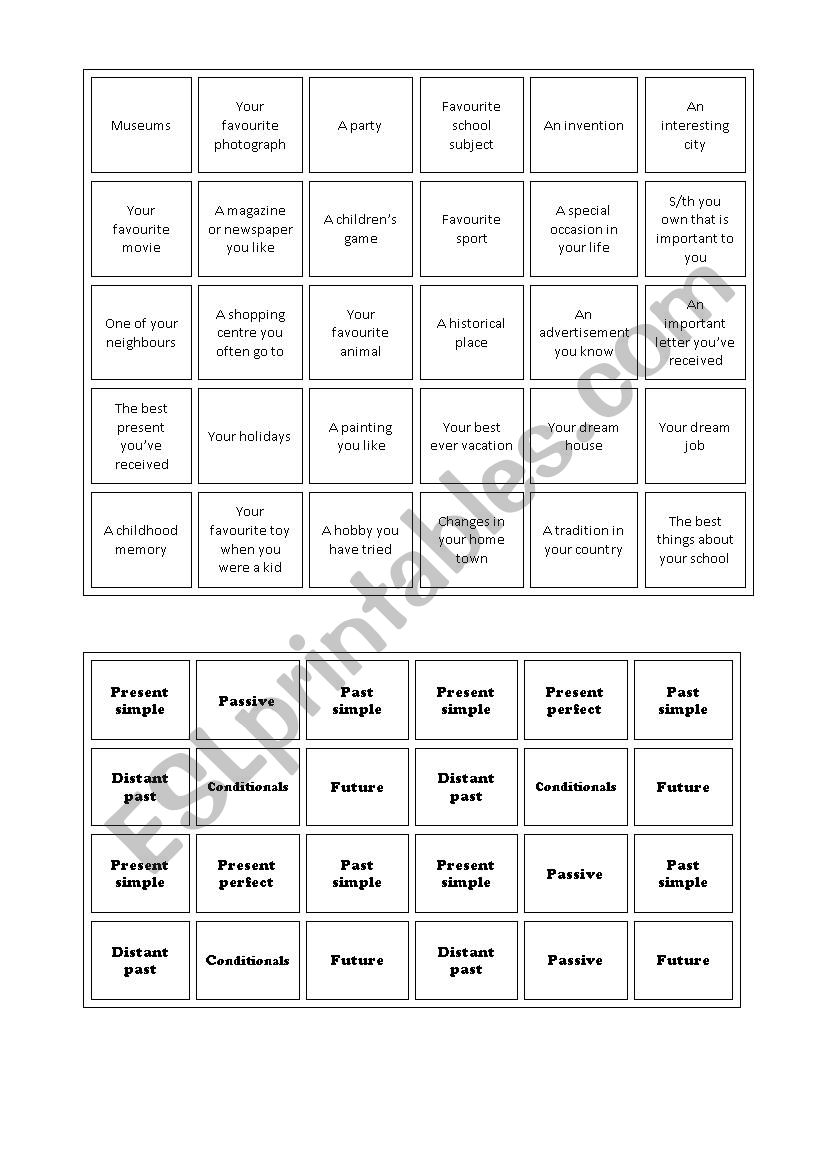 Topics and Tenses Speaking Activity