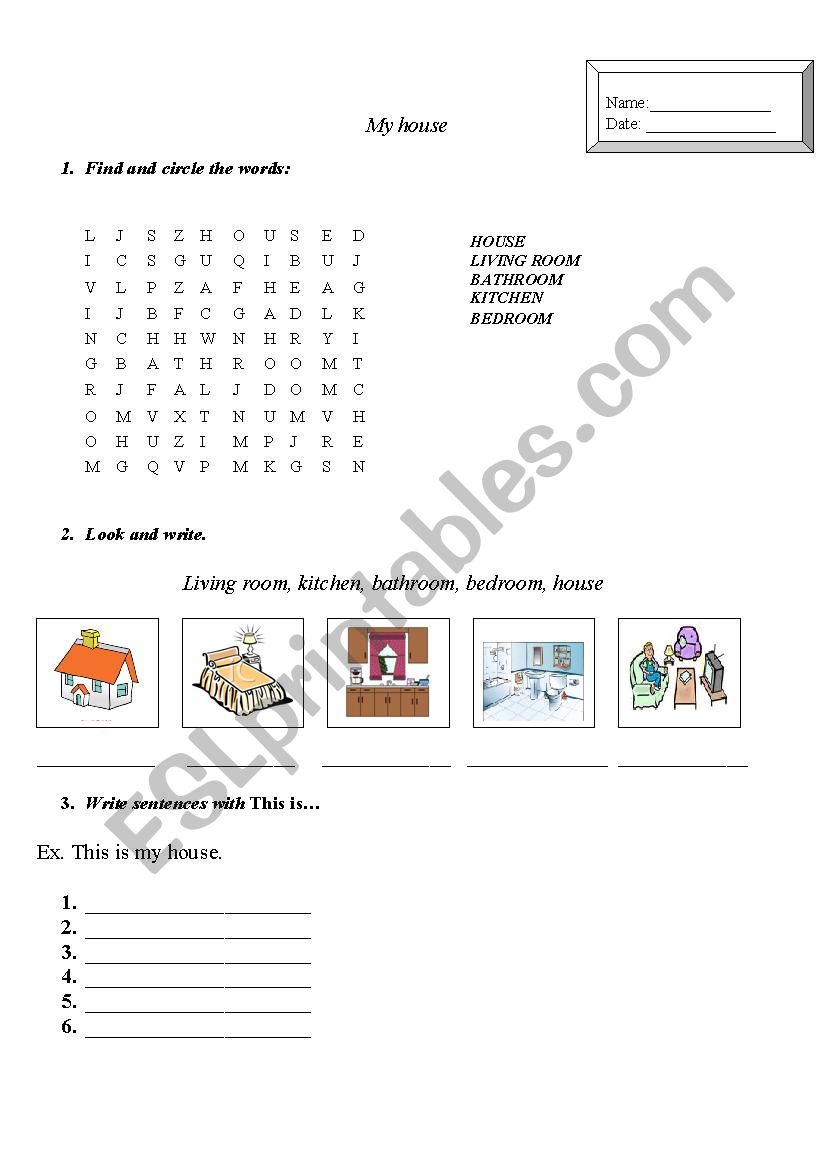 rooms  worksheet