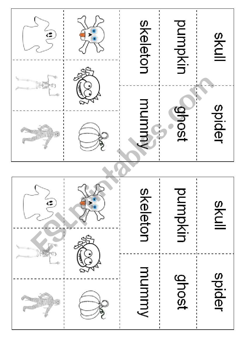 HALLOWEEN CUT OUT PAIRS worksheet