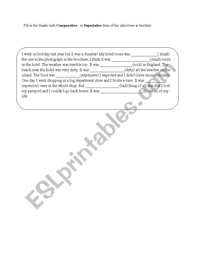 comparative vs. superlative worksheet