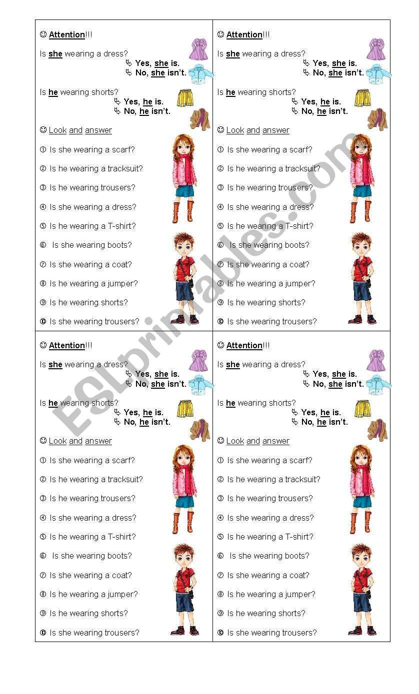 YesNo questions (clothes) worksheet