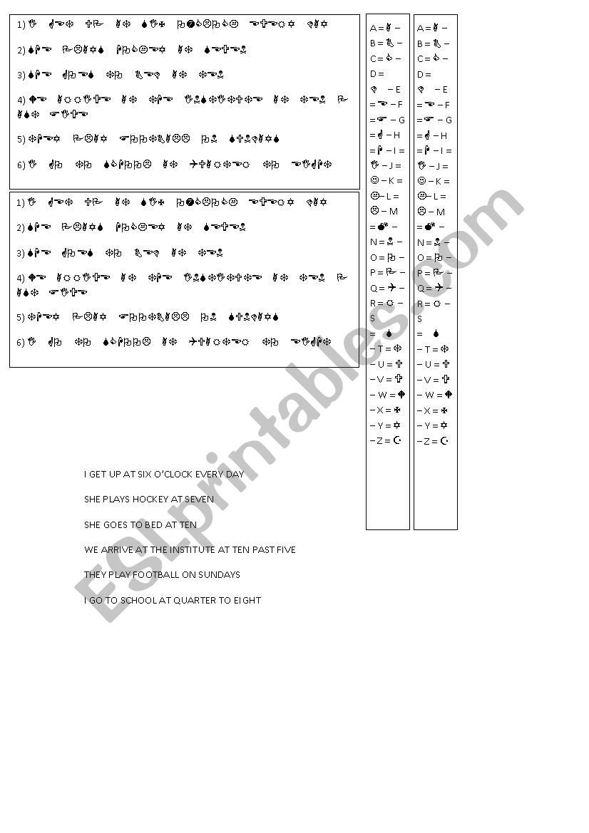 Hidden Message worksheet