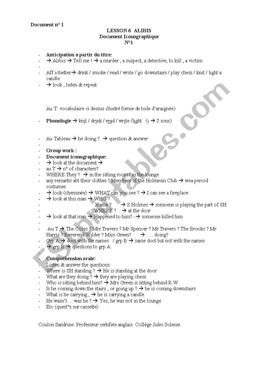 Police investigation worksheet