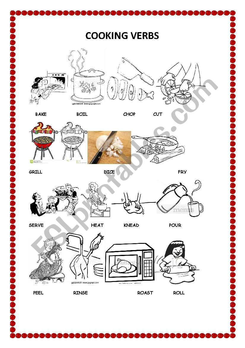 cooking verbs worksheet