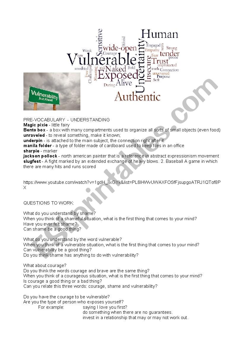 CONVERSATION - VULNERABILITY worksheet